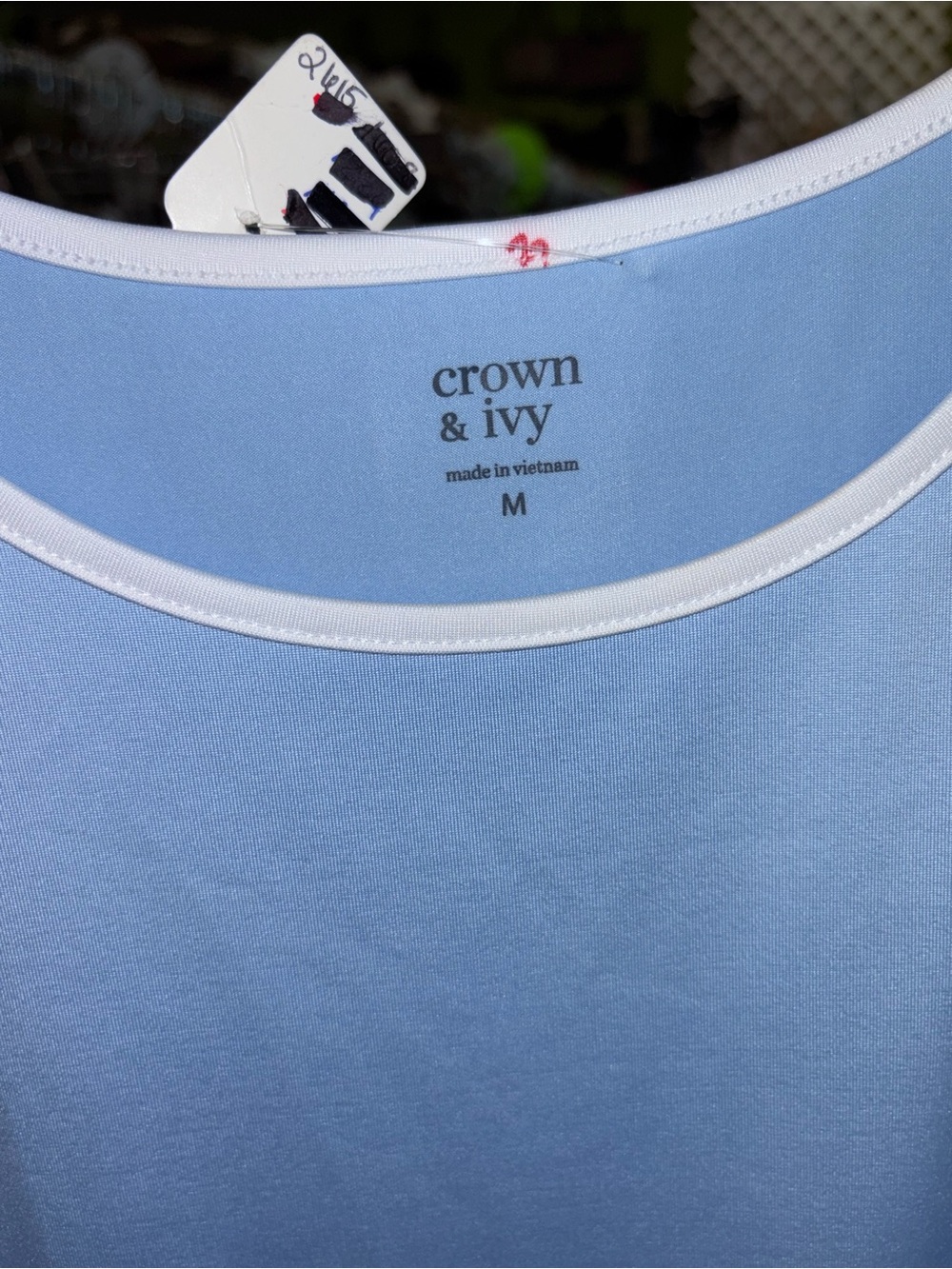 crown & ivy Light Blue Tank with White Trim - Picture 2 of 3